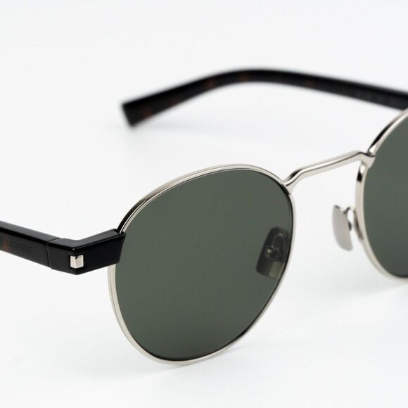 NEW Saint Laurent SL707 001 Silver Havana Grey Oval Unisex Sunglasses - Picture 8 of 12